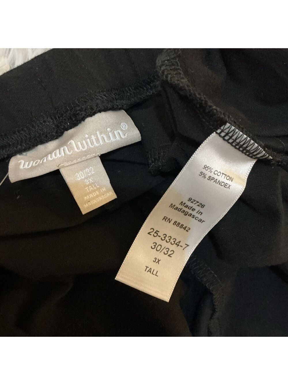 Woman Within Plus Size 3X Tall Black Stretch Cotton Bootcut Leggings Pull-On - Picture 6 of 10